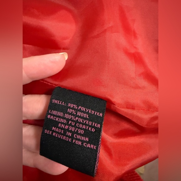 Body Central wool blend red plaid Fall Winter holiday coat button front Large - Picture 12 of 12